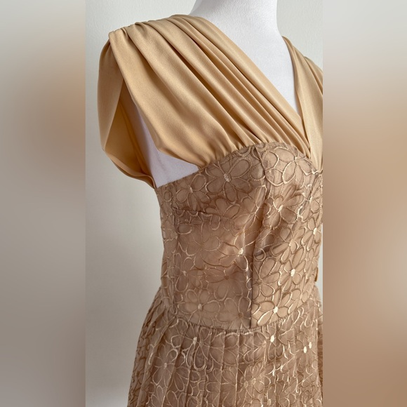 FROCK Anthropologie BEIGE SHEATH KNEE LENGTH SLEEVELESS DRESS - Picture 3 of 11